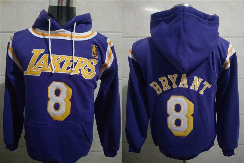 Los Angeles Lakers 8 Kobe Bryant Purple All Stitched Hooded Sweatshirt